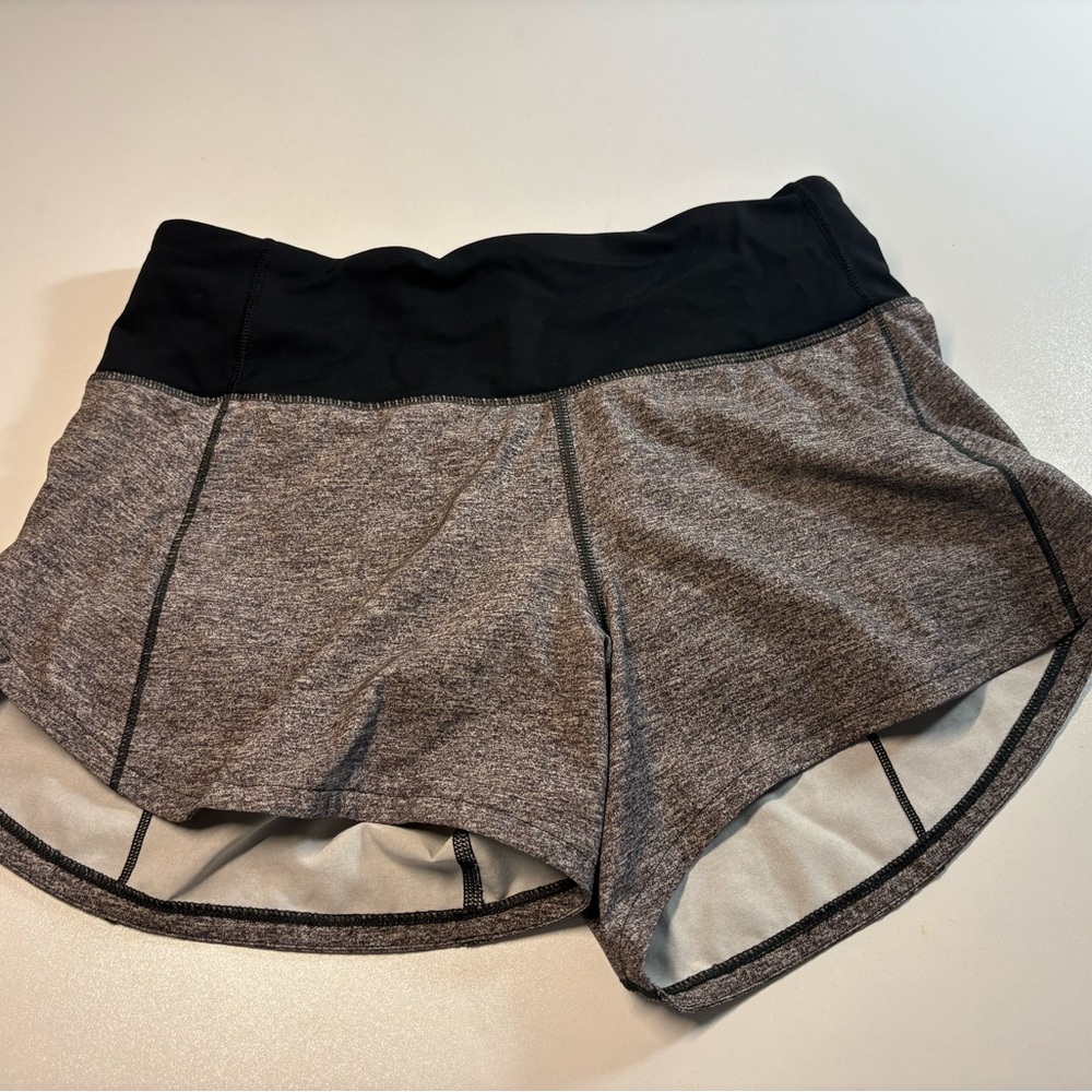 Lululemon Athletica Heathered Gray and Black Athletic Shorts